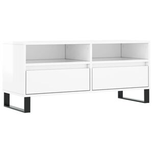 vidaXL M&oacute;vel p/ TV 100x34,5x44,5 cm derivados madeira branco brilhante