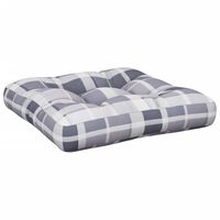 vidaXL Almofadão para sofá de paletes 58x58x10 cm xadrez cinzento