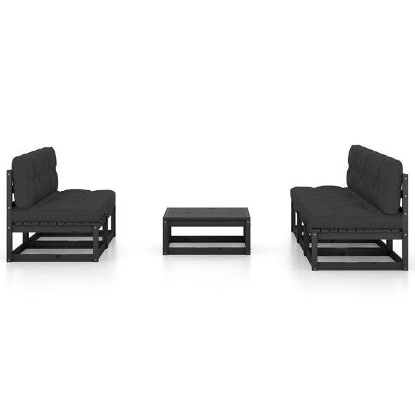 vidaXL 6 pcs conjunto longue de jardim c/ almofad&otilde;es pinho maci&ccedil;o