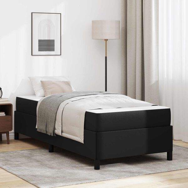 vidaXL Estrutura da Cama com colch&atilde;o Preto 90 x 190 cm tecido