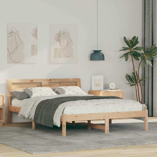 vidaXL Estrutura da Cama com cabeceira Castanho 140 x 190 cm