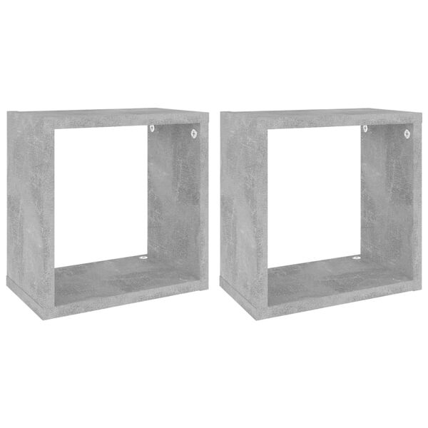 vidaXL Prateleiras parede forma de cubo 2pcs 26x15x26 cm cinza cimento