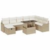 vidaXL Conjunto de Sof&aacute; de Jardim 9 unid. Bege vime PE