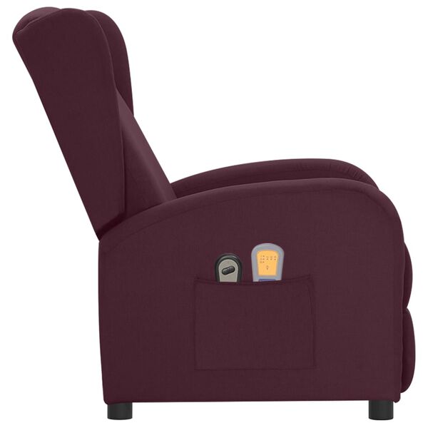 vidaXL Poltrona de massagens elétrica tecido roxo