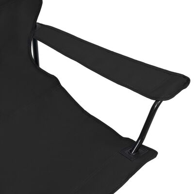 vidaXL Cadeira de campismo dobrável 2 lugares aço e tecido preto