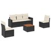 vidaXL 6 pcs conjunto sof&aacute;s de jardim c/ almofad&otilde;es vime PE preto