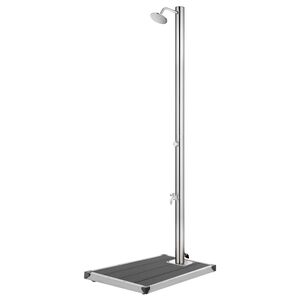 vidaXL Chuveiro de jardim c/ base cinzenta 220 cm a&ccedil;o inoxid&aacute;vel