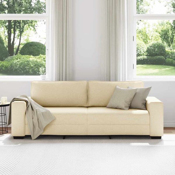 vidaXL Sof&aacute; de 3 lugares tecido 220x77x82 cm cor creme