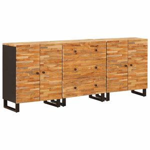 vidaXL Buffet 3 pcs Castanho 60 x 33 x 75 cm Madeira de manga maci&ccedil;a