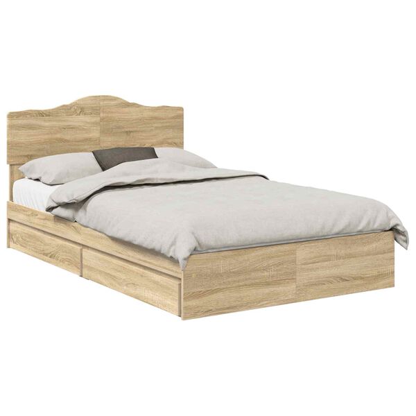 vidaXL Cama com Armazenamento com gaveta Carvalho Sonoma 120 x 190 cm
