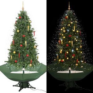 vidaXL &Aacute;rvore de Natal com neve base formato guarda-chuva 190 cm verde