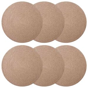 vidaXL Sousplat de Juta 6 pcs Natural &Oslash; 30 cm 100% Juta Tossa