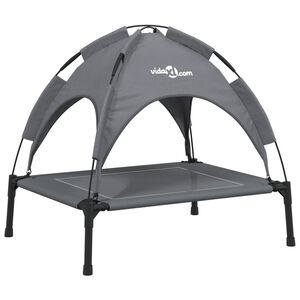 vidaXL Cama para c&atilde;es com toldo tecido oxford e a&ccedil;o antracite