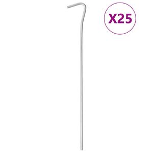 vidaXL Estacas para tenda 25 pcs 23 cm &Oslash;4 mm a&ccedil;o galvanizado