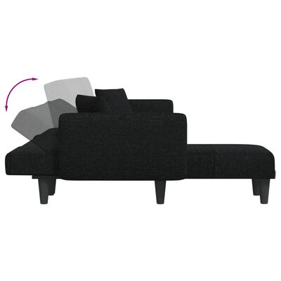 vidaXL Sofá-cama em forma de L 275x140x70 cm tecido preto