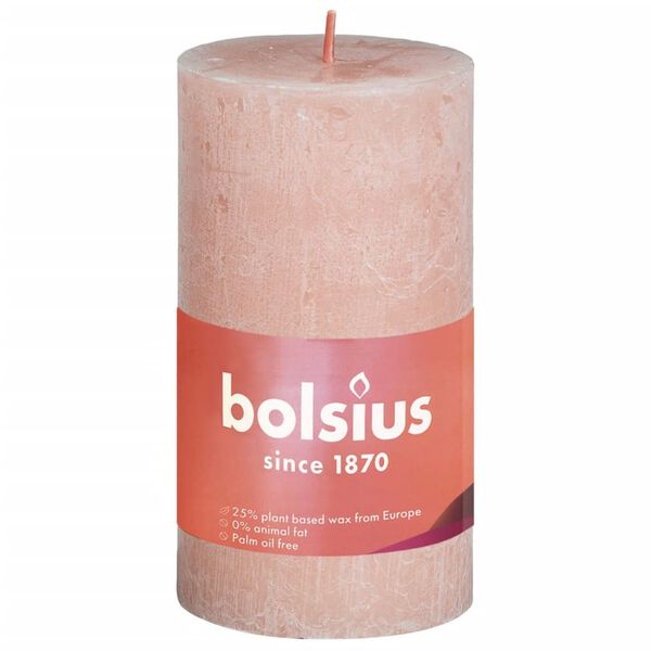 Bolsius Velas r&uacute;sticas cil&iacute;ndricas Shine 8 pcs 100x50 mm rosa nublado