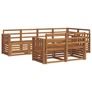 vidaXL Conjunto de Sof&aacute;s para Exterior 7 pcs Natural Poli&eacute;ster