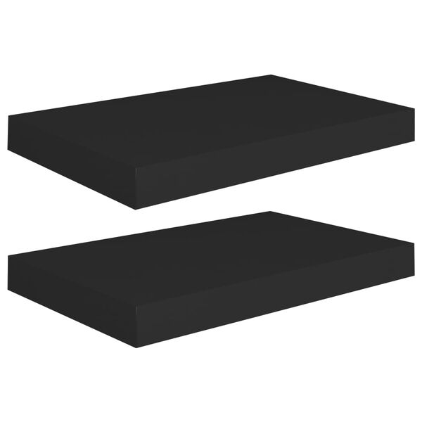 vidaXL Prateleiras de parede suspensas 2 pcs 40x23x3,8cm MDF preto