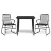 vidaXL 3 pcs conjunto de jantar para jardim vime PVC preto