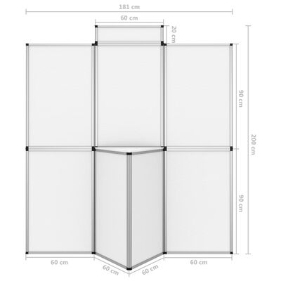 vidaXL Expositor dobrável com 8 painéis e mesa 181x200 cm branco