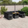 vidaXL 10 pcs conjunto sof&aacute;s de jardim c/ almofad&otilde;es vime PE preto