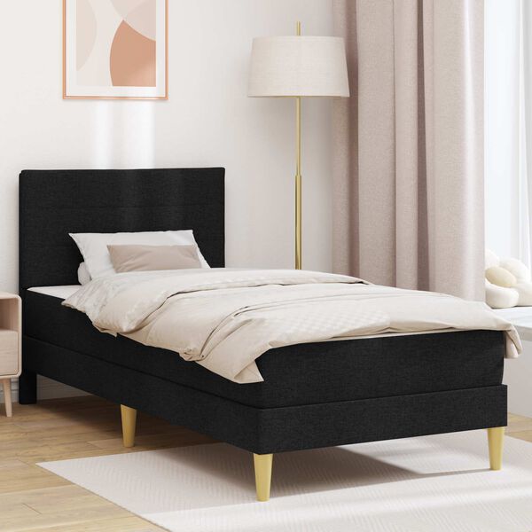 vidaXL Estrutura da Cama Preto 90 x 200 cm Poli&eacute;ster