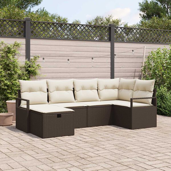 vidaXL Conjunto de Sofá de Jardim 6 pcs Castanho Rattan Sintético