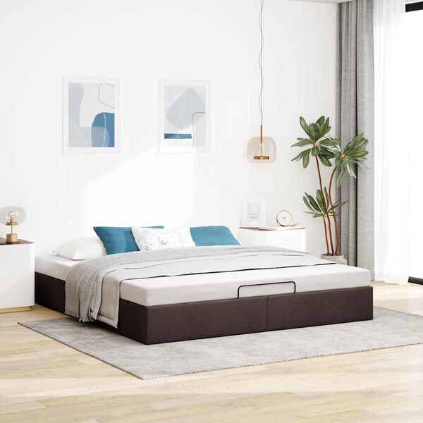 vidaXL Estrutura de cama otomana sem colch&atilde;o 200x200cm castanho-escuro