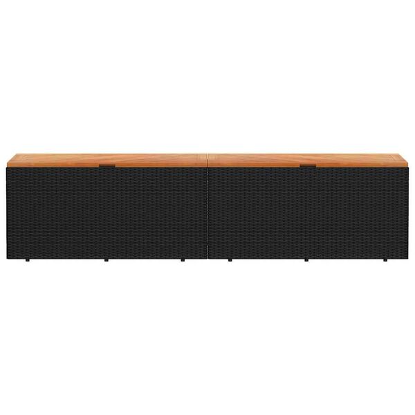 vidaXL Caixa arrumação jardim 220x50x54 cm vime PE/acácia maciça preto