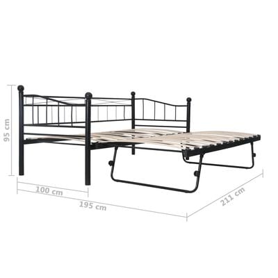 vidaXL Estrutura de cama em aço 180x200/90x200 cm preto