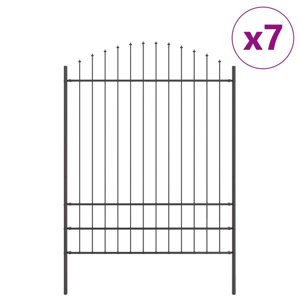vidaXL Cerca para Jardim 7 pcs Cinzeto 170 x 225 cm A&ccedil;o revestido a p&oacute;