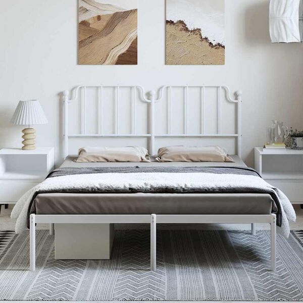 vidaXL Estrutura de cama com cabeceira 135x190 cm metal branco