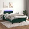 vidaXL Cama box spring com colch&atilde;o e luzes LED veludo verde-escuro
