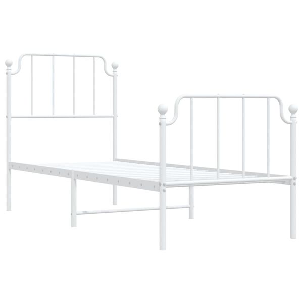 vidaXL Estrutura de cama com cabeceira e p&eacute;s 80x200 cm metal branco