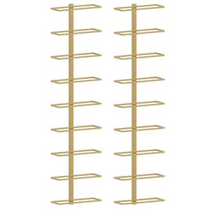 vidaXL Garrafeira de parede para 9 garrafas 2 pcs ferro dourado