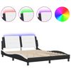 vidaXL Estrutura de cama com LED sem colch&atilde;o Zadar 160x200cm preto/branco