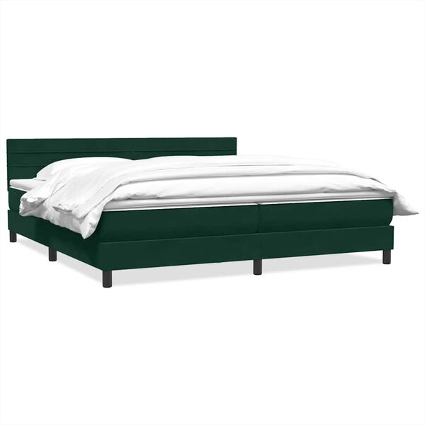 vidaXL Cama com molas colch&atilde;o 200x210 cm veludo verde-escuro