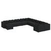 vidaXL 11 pcs conjunto lounge de jardim c/ almofad&otilde;es vime PE preto