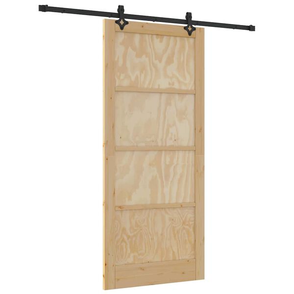 vidaXL Porta Deslizante Natural e Preto 93 x 211 cm