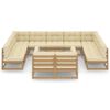 vidaXL 12 pcs conj. lounge jardim almofad&otilde;es pinho maci&ccedil;o castanho mel