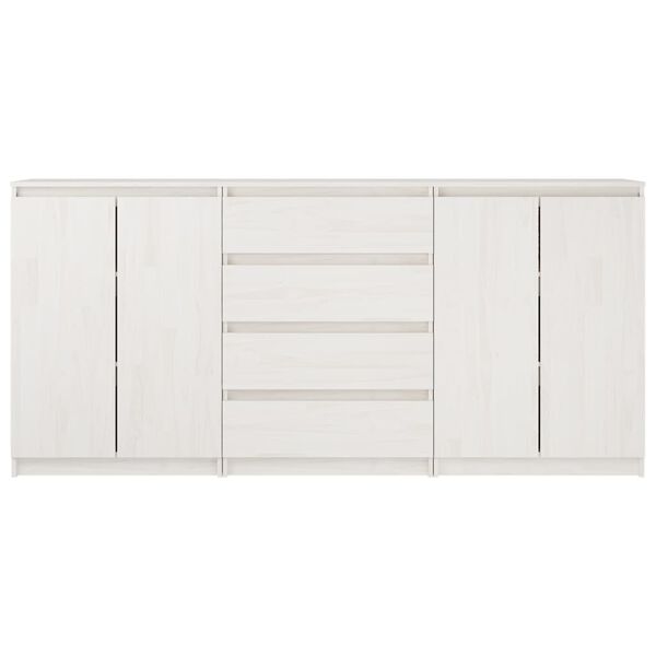 vidaXL Armários de apoio 3 pcs pinho maciço branco