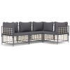 vidaXL 4 pcs conjunto lounge de jardim c/ almofadões vime PE antracite