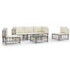 vidaXL 6 pcs conjunto lounge de jardim c/ almofad&otilde;es vime PE antracite
