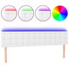 vidaXL Cabeceira de cama c/ LED couro artificial 180x5x78/88 cm branco