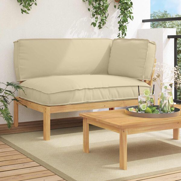 vidaXL Conjunto de Sof&aacute;s com almofada Liso Bege 133 x 92 x 69 cm