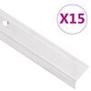 vidaXL Perfil p/ escada em forma de L 15 pcs alum&iacute;nio 100 cm prateado