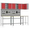 vidaXL Conjunto de Arm&aacute;rios de Trabalho 10 unid. Vermelho e Cinza