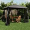 vidaXL Gazebo c/ teto duplo/paredes de malha 2,93x2,93 m a&ccedil;o antracite
