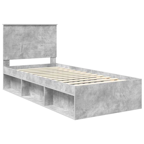 vidaXL Estrutura da Cama com cabeceira Cinza Concreto 75 x 190 cm