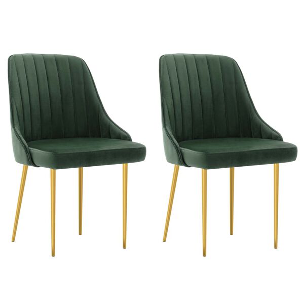 vidaXL Cadeiras de jantar 2 pcs veludo verde-escuro